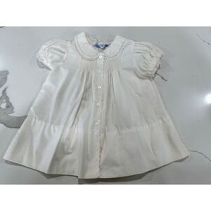 Little Angel Vintage White Smocked Baby Dress Lace Trim 3 Months Baptism Formal